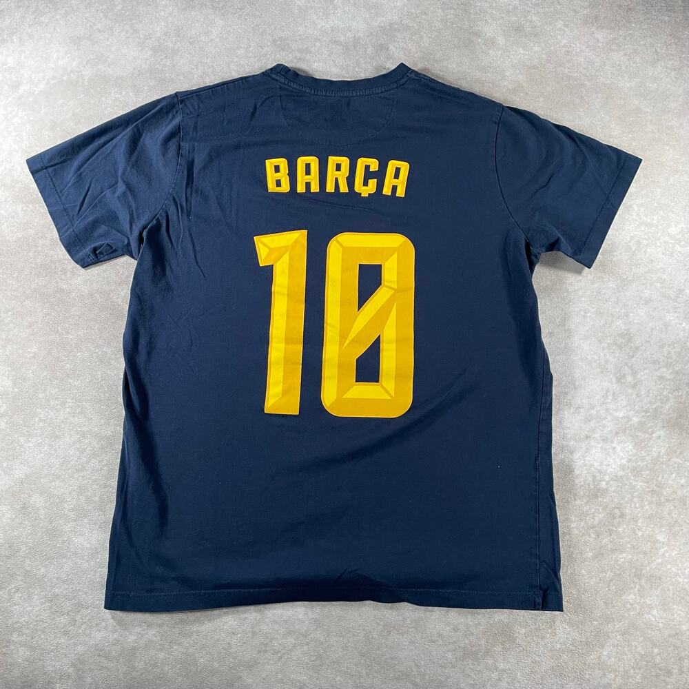 FC Barcelona Barca 10 FCB Soccer T-Shirt Men’s Large Navy Blue Futbol